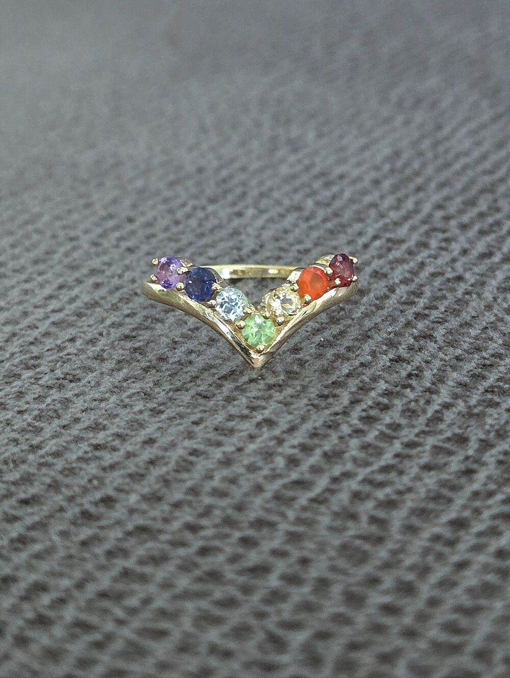 Shivam Chevron (V-Curved) Chakra🧘‍♀️ Gemstones Ring💍 - NWT